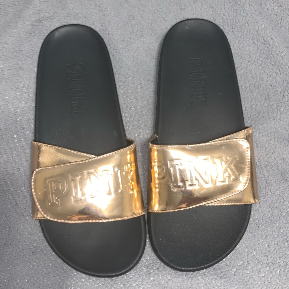 PINK rose gold slides 10-12 womens